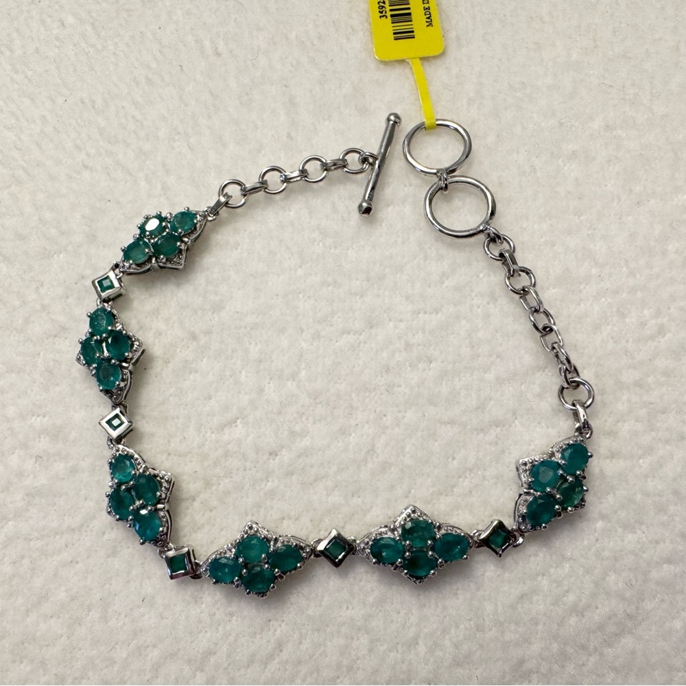 Zambian Emerald Bracelet 925 Sterling Silver